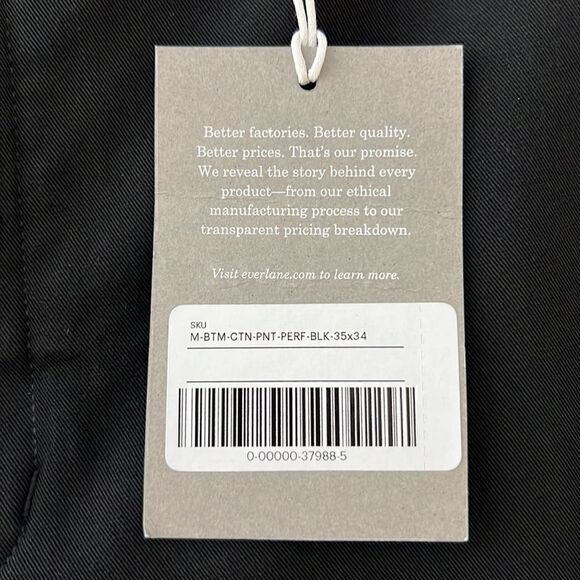 NWT Everlane The Performance Chino | Uniform Slim Fit in Black Size 35 X 34 - Picture 5 of 12